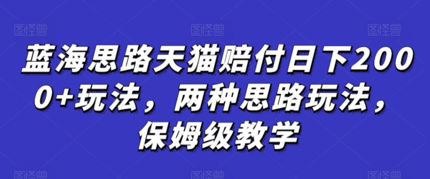 蓝海思路天猫赔付日下2000+玩法，两种思路玩法，保姆级教学【仅揭秘】-跃知万川