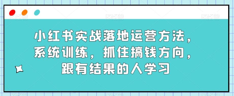 小红书实战落地运营方法，系统训练，抓住搞钱方向，跟有结果的人学习-跃知万川