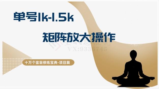 十万个富翁修炼宝典15.单号1k-1.5k，矩阵放大操作-跃知万川