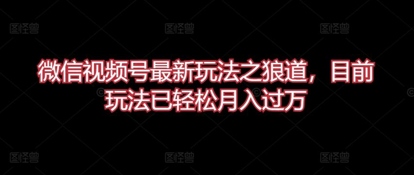 微信视频号最新玩法之狼道，目前玩法已轻松月入过万【揭秘】-跃知万川