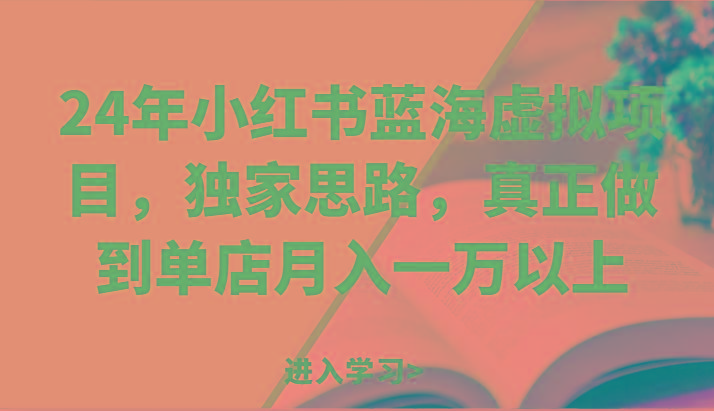 24年小红书蓝海虚拟项目，独家思路，真正做到单店月入一万以上。-跃知万川