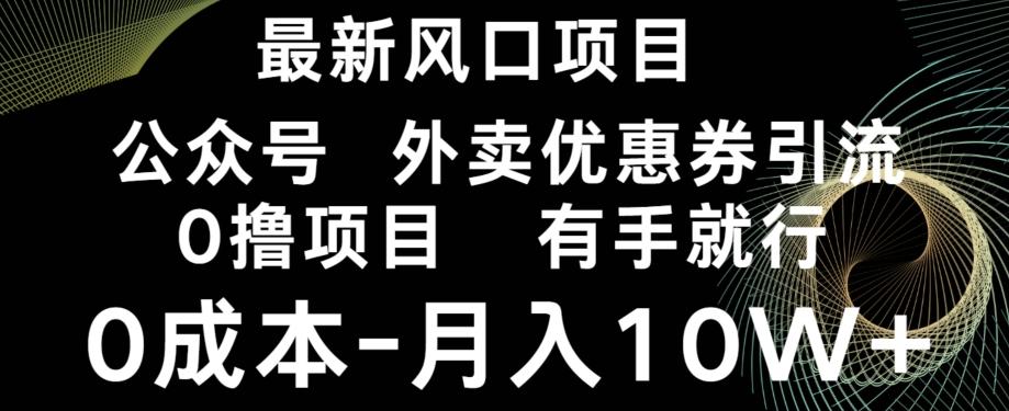 最新风口，0撸项目，抖音外卖公众号，优惠券引流，0成本月入10W+-跃知万川