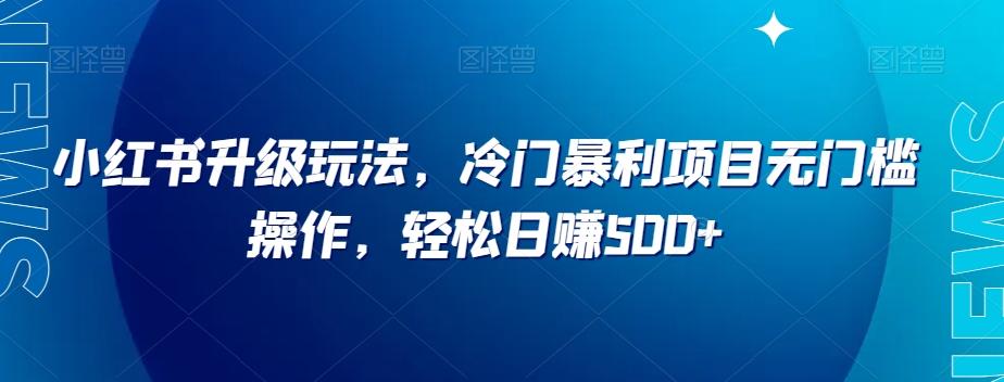 小红书升级玩法，冷门暴利项目无门槛操作，轻松日赚500+【揭秘】-跃知万川