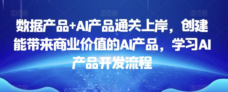 数据产品+AI产品通关上岸，创建能带来商业价值的AI产品，学习AI产品开发流程-跃知万川