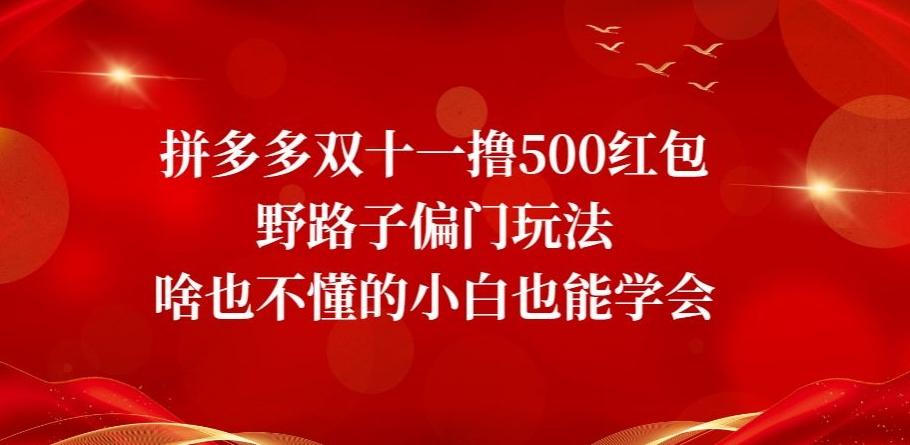 拼多多双十一撸500红包野路子偏门玩法，啥也不懂的小白也能学会【揭秘】-跃知万川