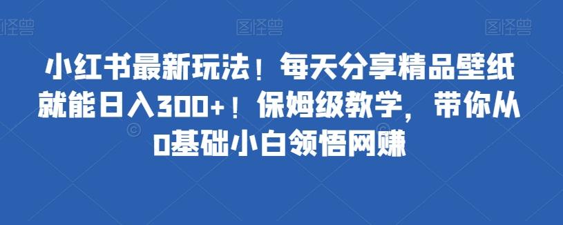 小红书最新玩法！每天分享精品壁纸就能日入300+！保姆级教学，带你从0基础小白领悟网赚-跃知万川